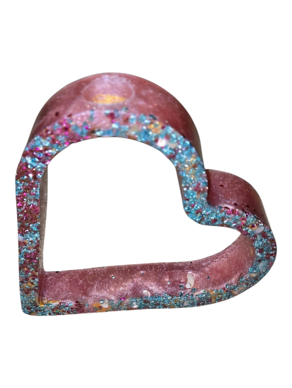Handmade Pink Resin Heart Bud Vase with Glitter – Cute Floral Decor R230